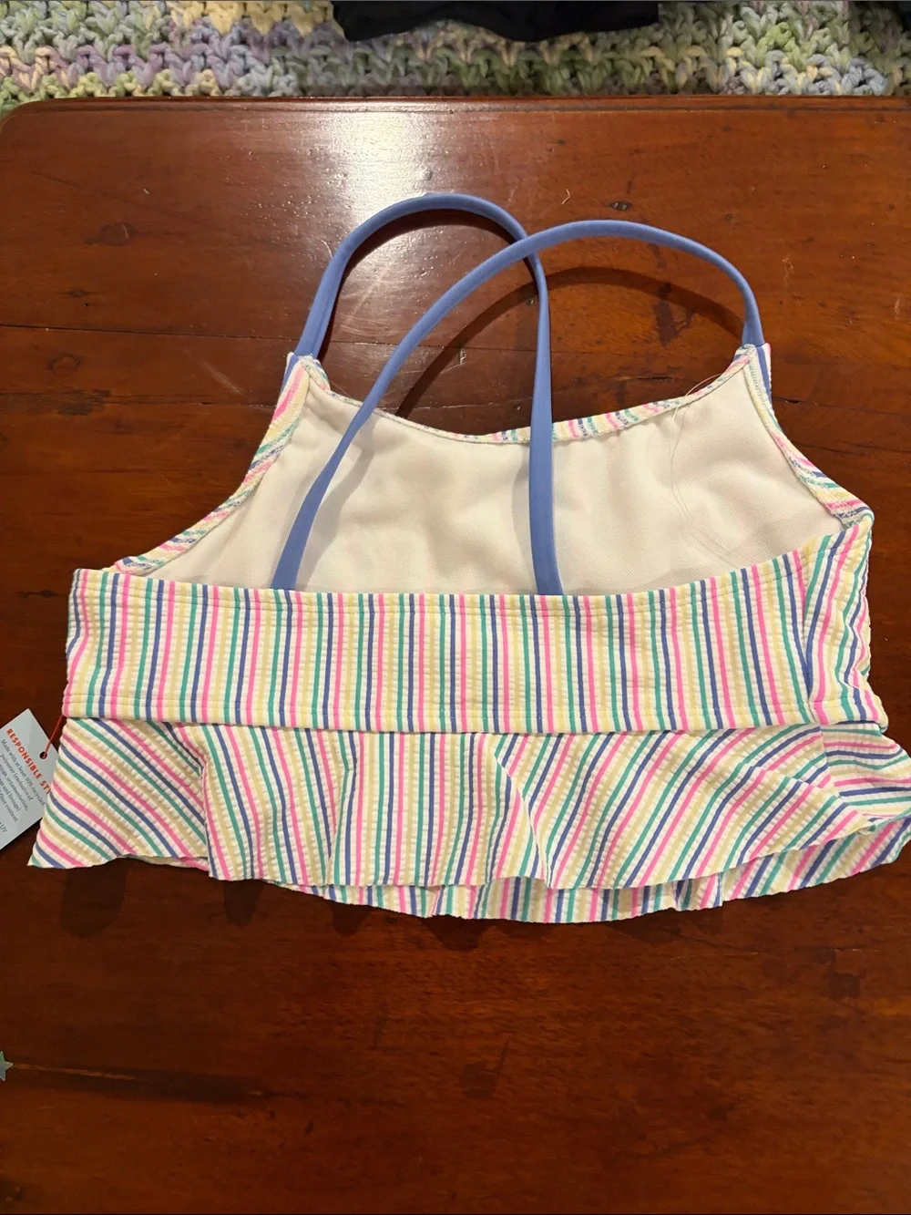 Target Girls' Rainbow Striped Tankini Top with Lavender Bikini Bottoms